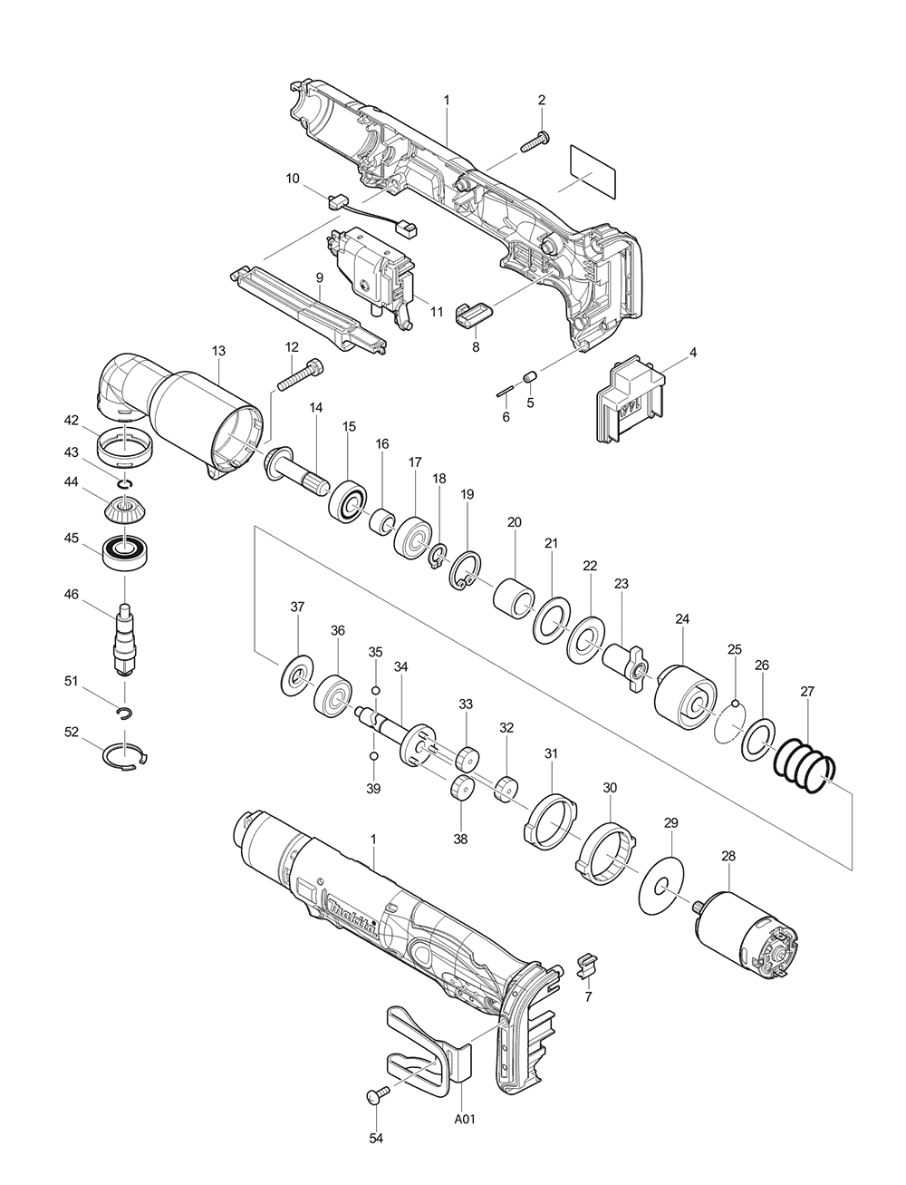 Page 1 Diagram and Parts List for BTL063Z Type 3 Makita Drill