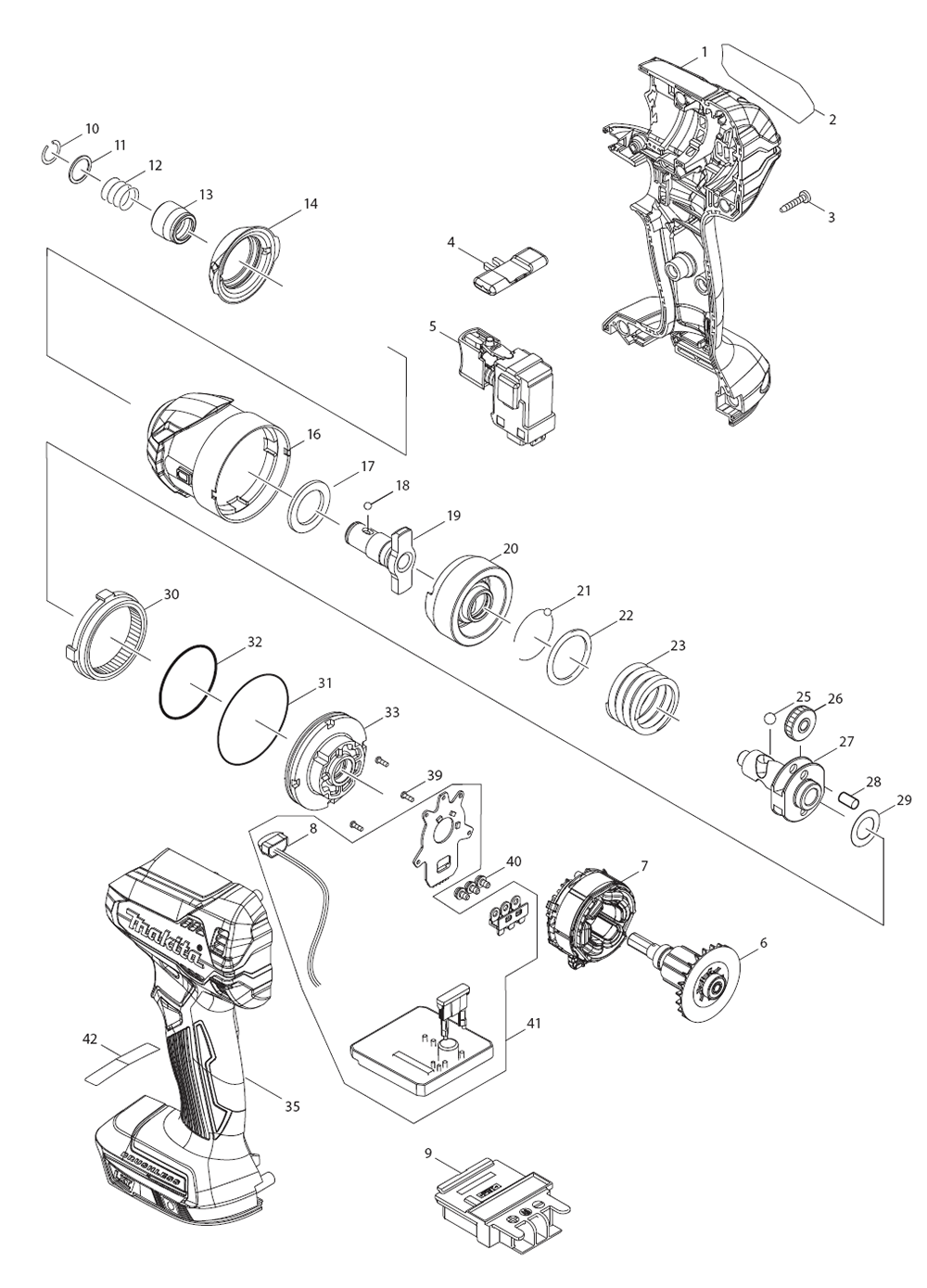 Fig-0 Diagram and Parts List for XDT13SM1  Makita Impact Driver