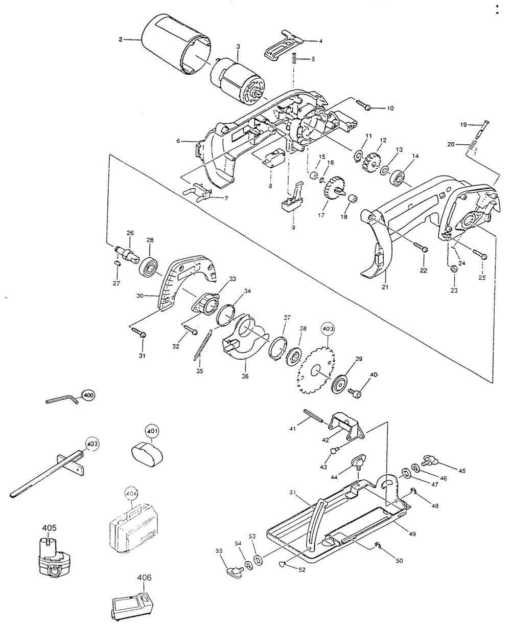 Page 1 Diagram and Parts List for 5094DZ  Makita Saw