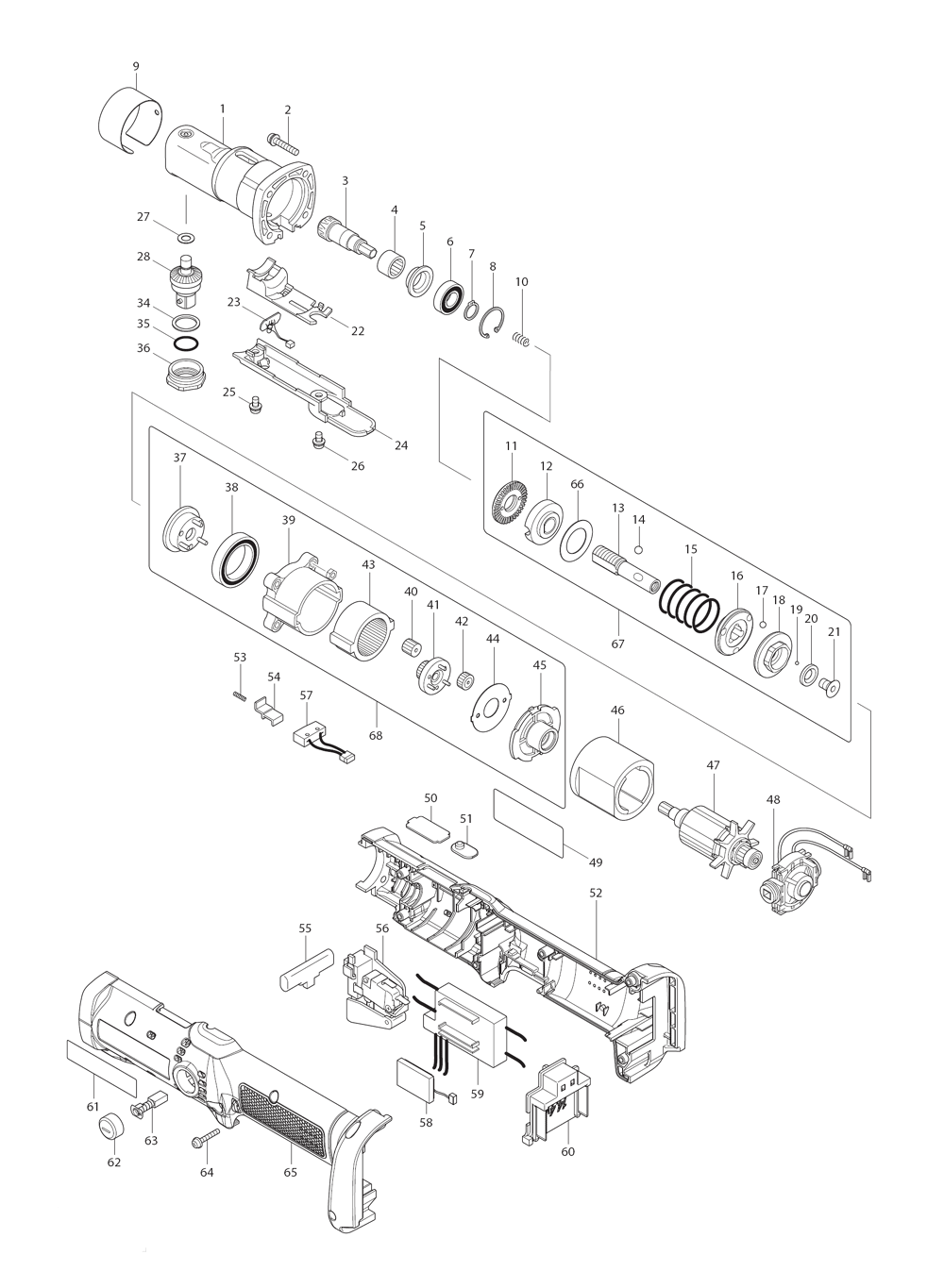 Page 1 Diagram and Parts List for BFL122F5Z  Makita Drill