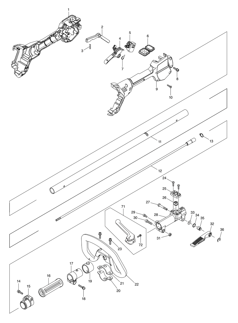 Page 2 Diagram and Parts List for XUX01Z  Makita Trimmer