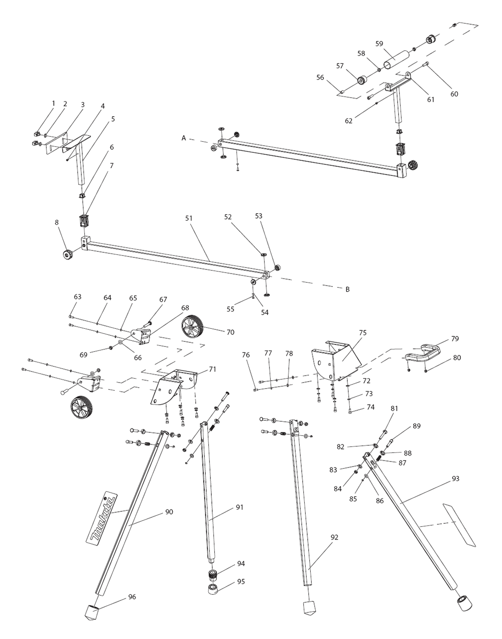 Fig-1 Diagram and Parts List for WST06  Makita Miter Saw