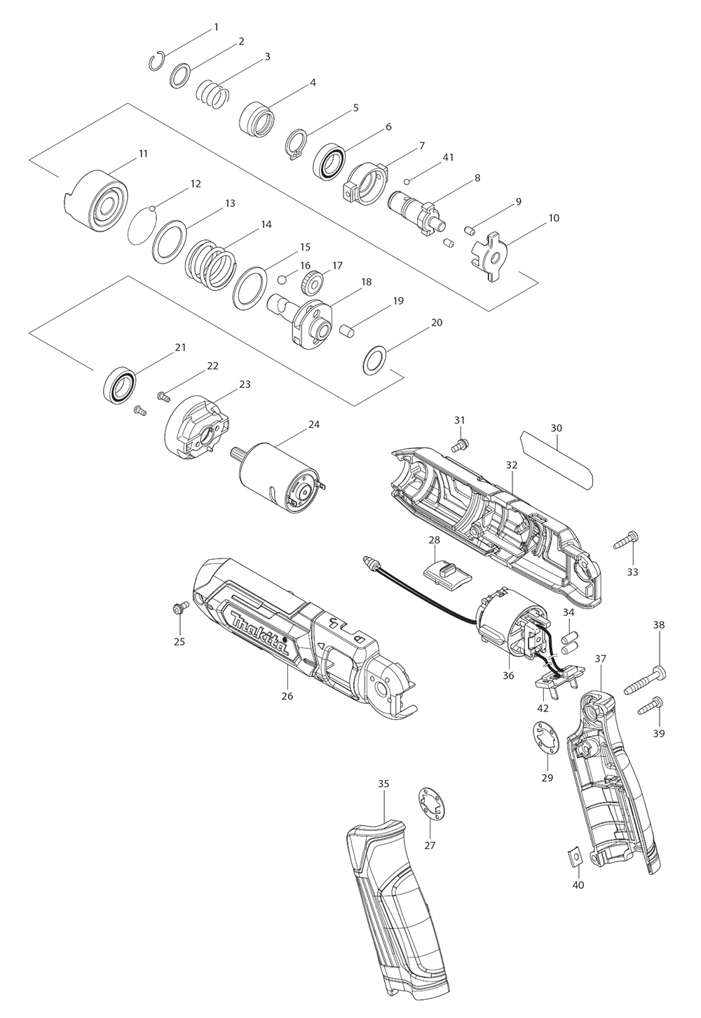 Page 1 Diagram and Parts List for TD022DSE  Makita Drill