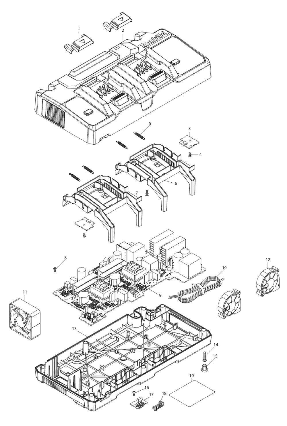 Fig-0 Diagram and Parts List for DC40RB  Makita Charger