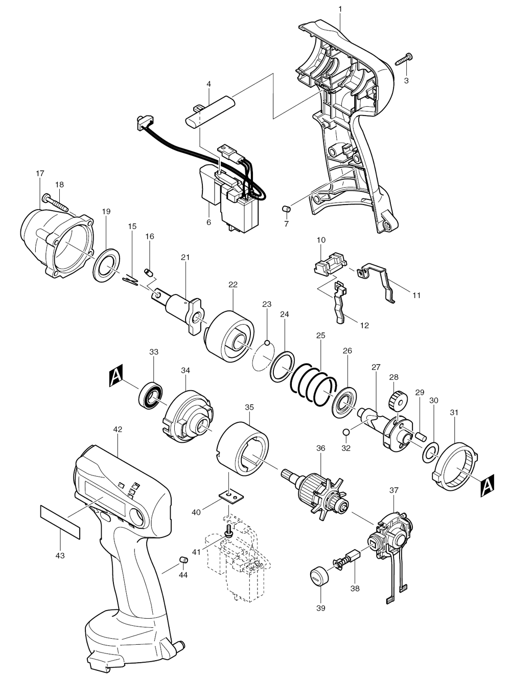 Page 1 Diagram and Parts List for 6918FDWD  Makita Drill