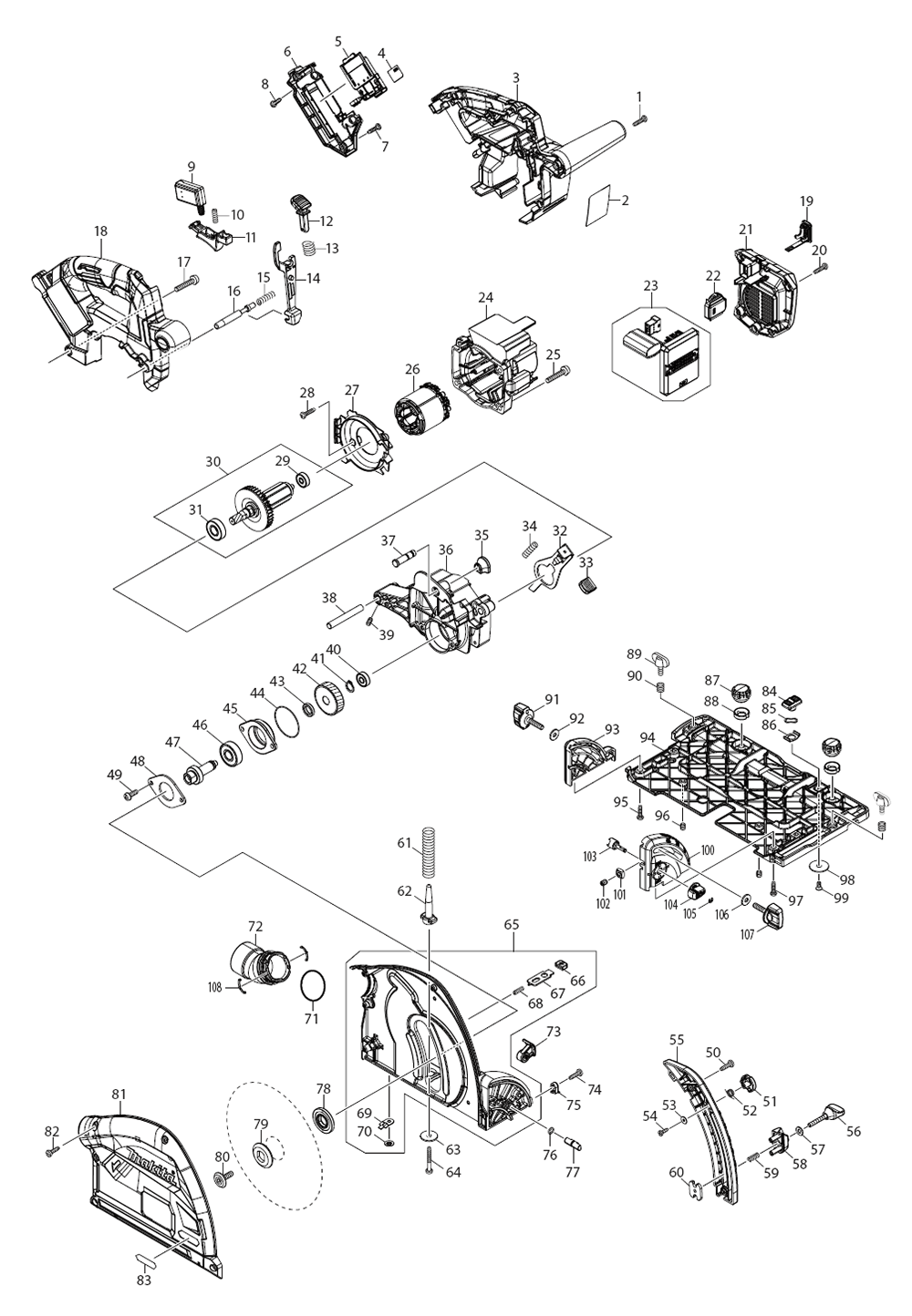 Fig-0 Diagram and Parts List for GPS01Z  Makita Circular Saw