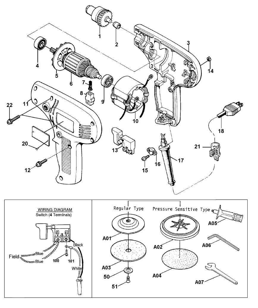 Page 1 Diagram and Parts List for GV6000  Makita Sander