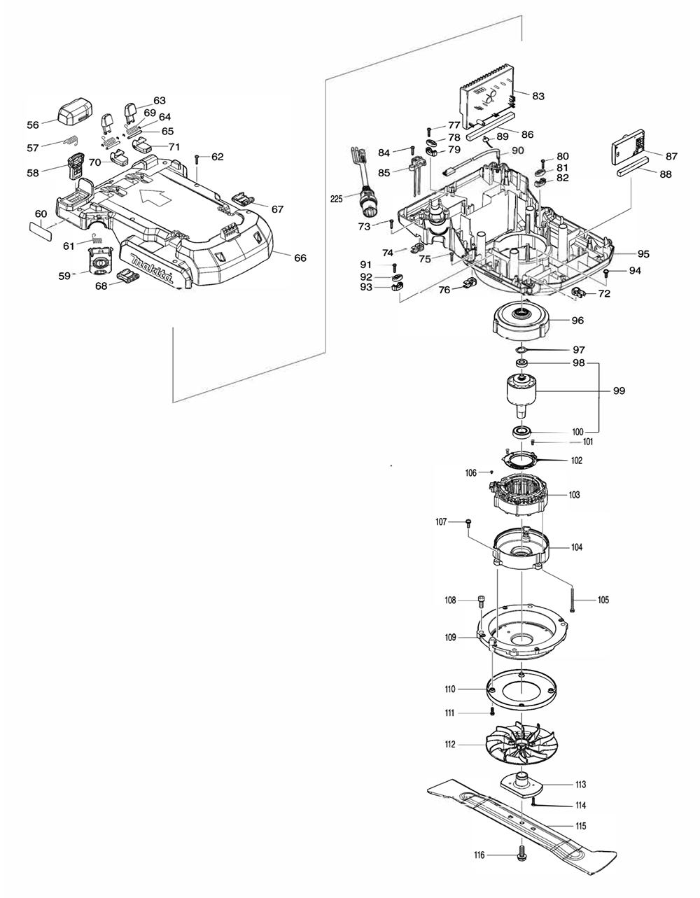 Fig-3 Diagram and Parts List for CML01Z  Makita Lawn Mower