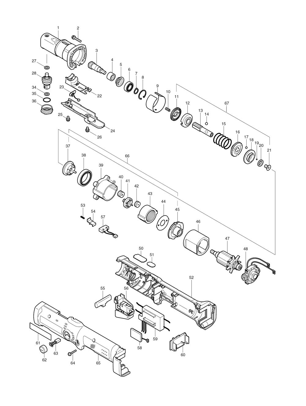 Page 1 Diagram and Parts List for BFL120FZ  Makita Screwdriver