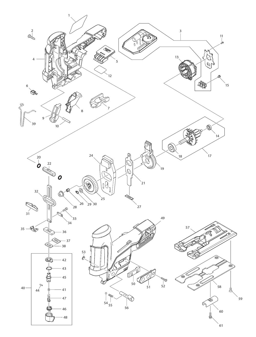 Page 1 Diagram and Parts List for VJ05R1J  Makita Saw