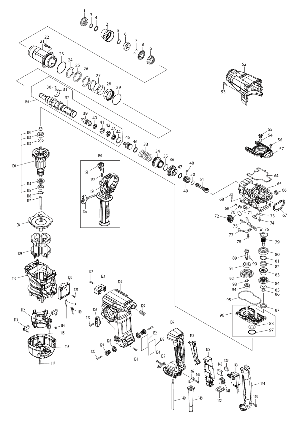 Fig-0 Diagram and Parts List for HR3001CK  Makita Hammer Drill