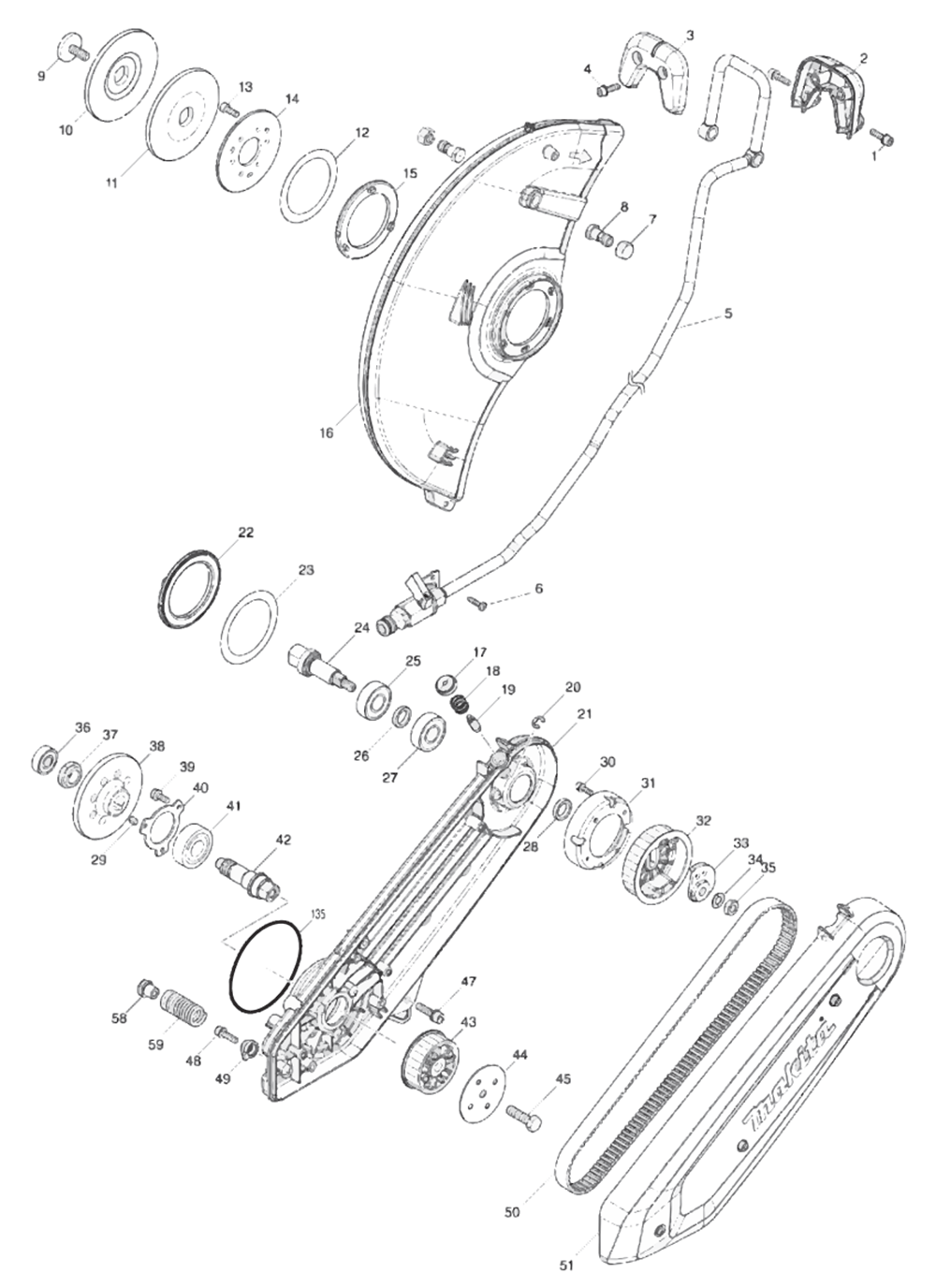 Fig-0 Diagram and Parts List for GEC01Z  Makita Concrete Saw