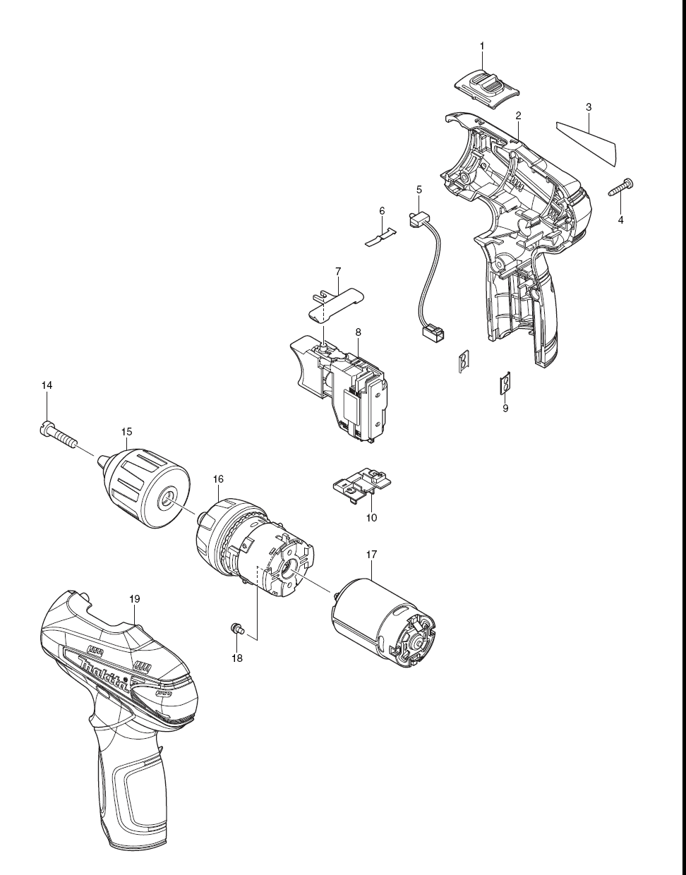 Page 1 Diagram and Parts List for DF330DW  Makita Screwdriver