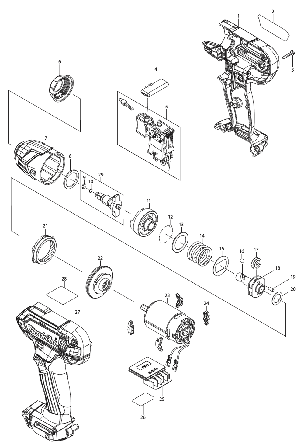 Fig-0 Diagram and Parts List for WT04R1  Makita Wrench