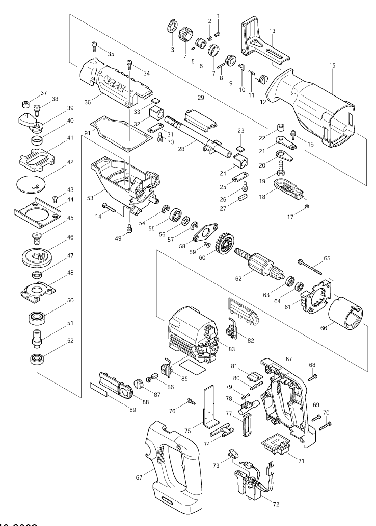 Page 2 Diagram and Parts List for BJR240SH  Makita Saw