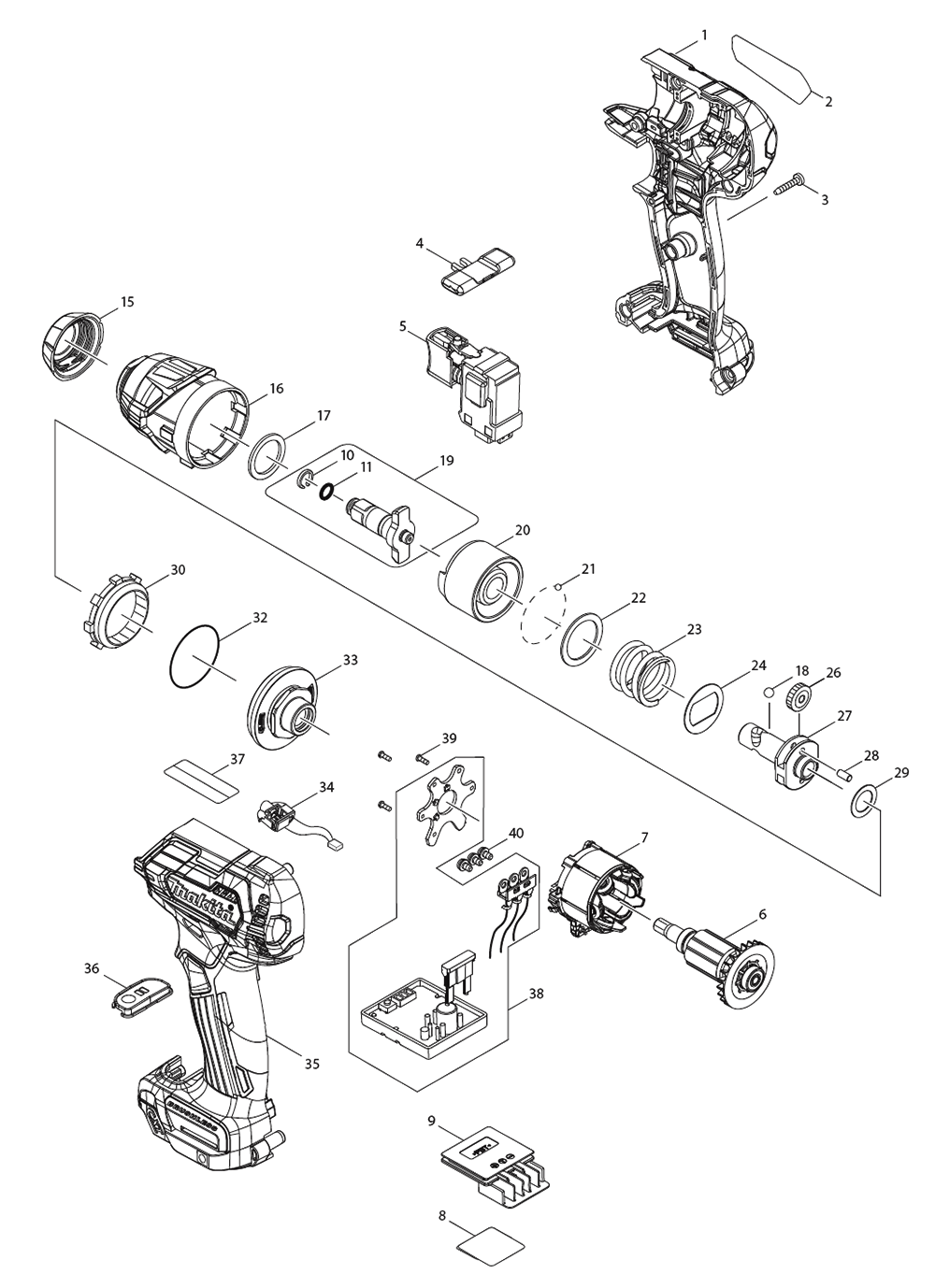 Fig-0 Diagram and Parts List for WT05R1  Makita Wrench