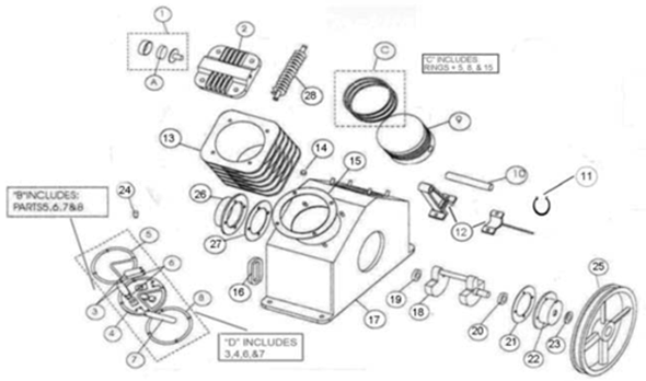 Diagram 2 Diagram and Parts List for MAC5501G  Makita Compressor