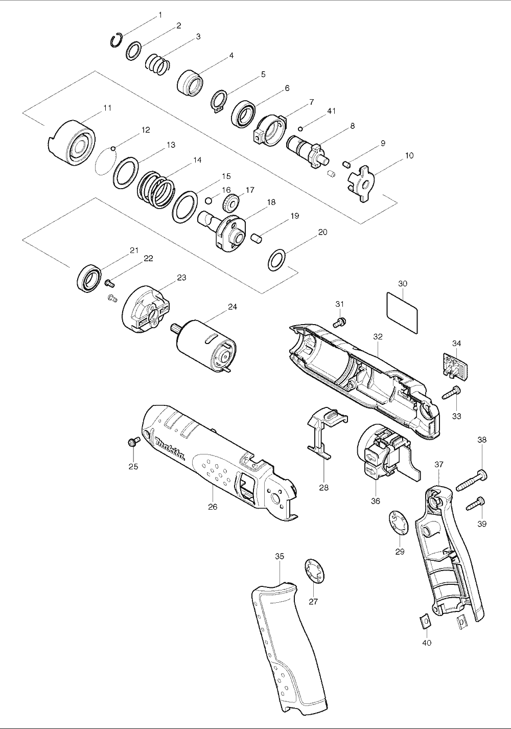 Page 1 Diagram and Parts List for TD020D  Makita Screwdriver