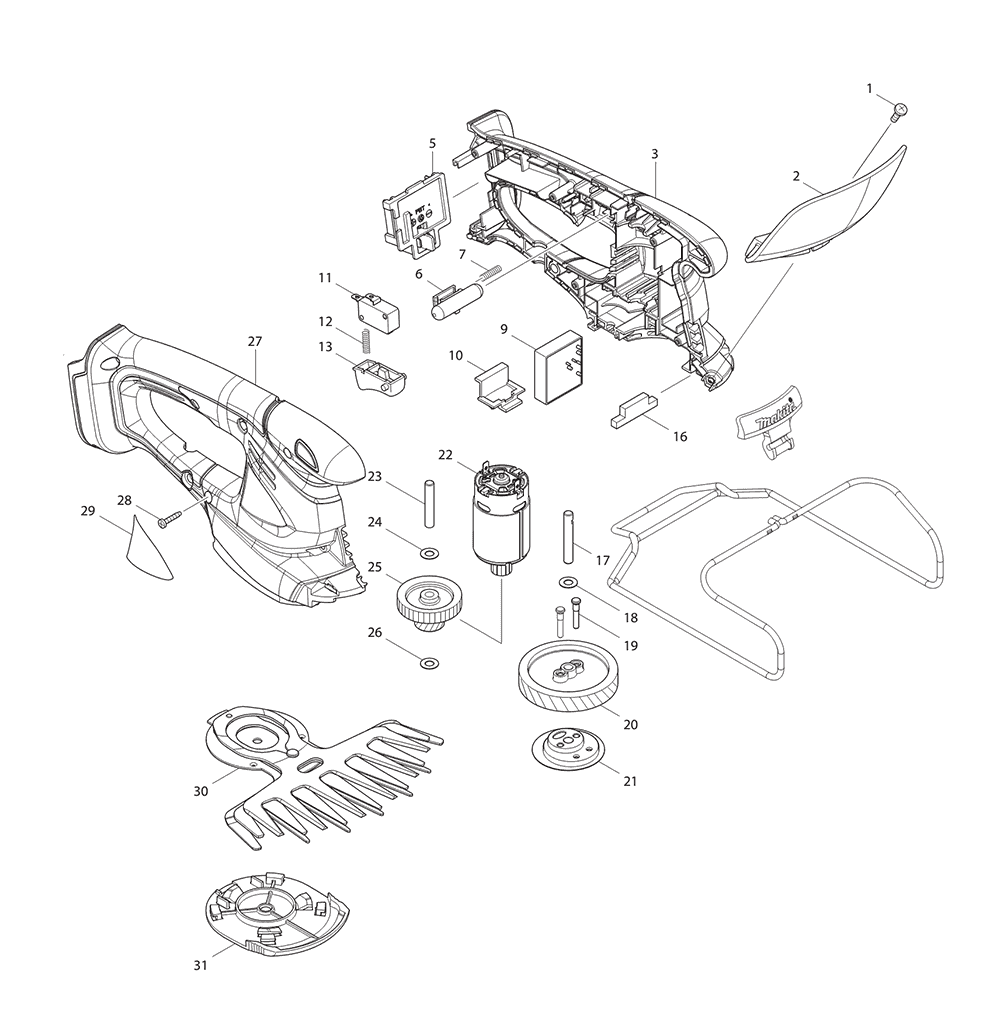 Page 1 Diagram and Parts List for LXMU02Z  Makita Nibbler & Shears