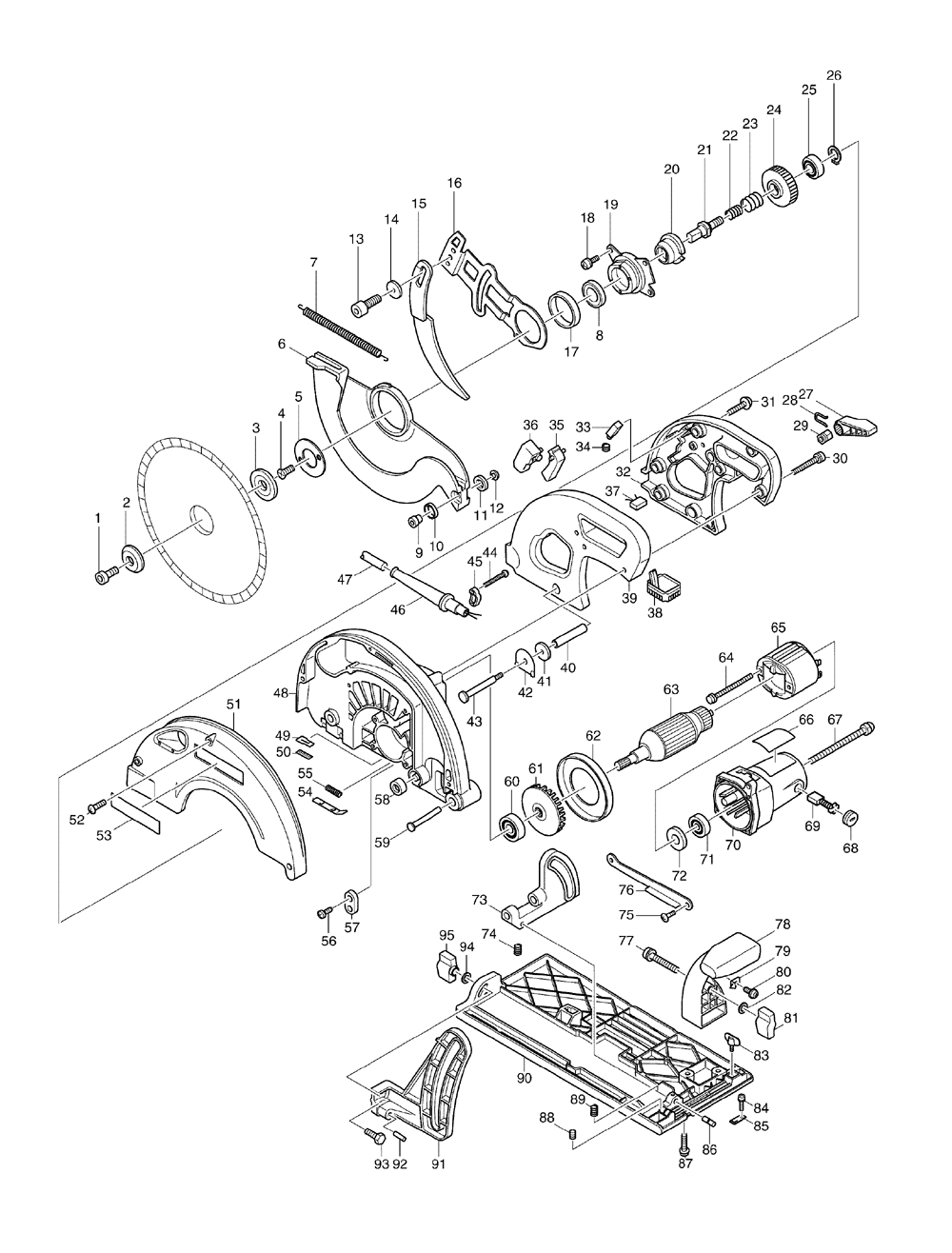Page 1 Diagram and Parts List for 5103R  Makita Saw