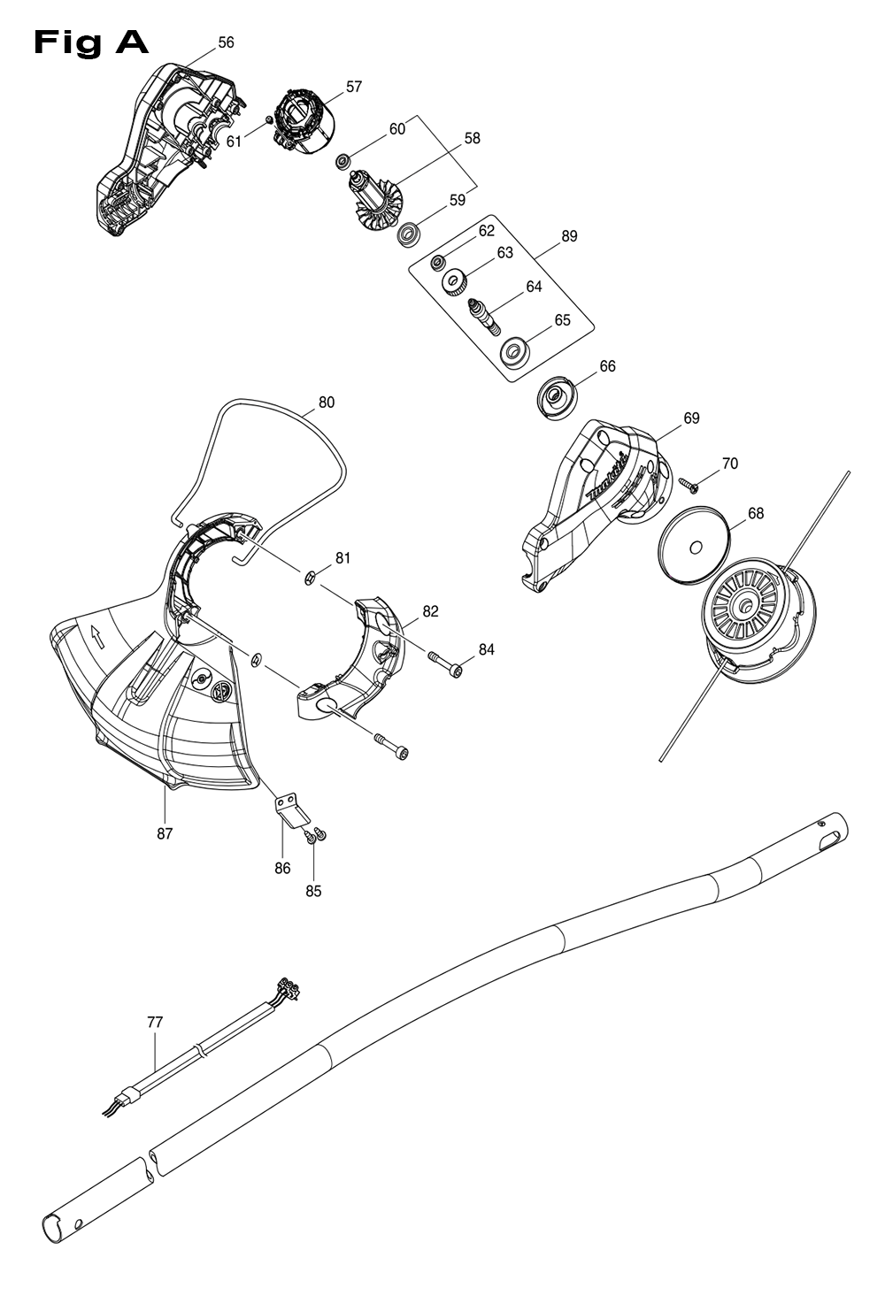 Page 1 Diagram and Parts List for XRU13Z  Makita Trimmer