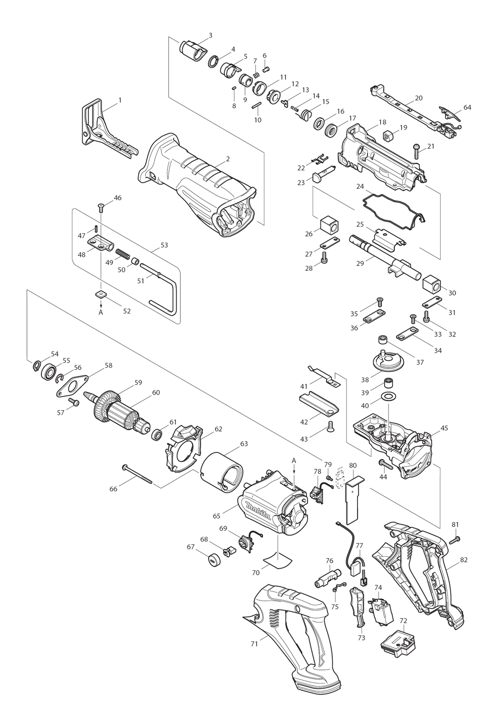 Page 1 Diagram and Parts List for XRJ02Z  Makita Saw