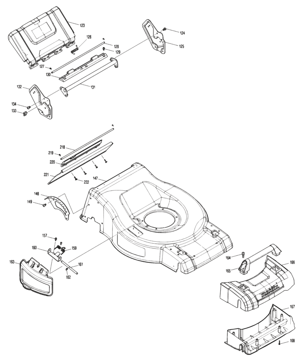 Fig-2 Diagram and Parts List for XML07PT1  Makita Lawn Mower