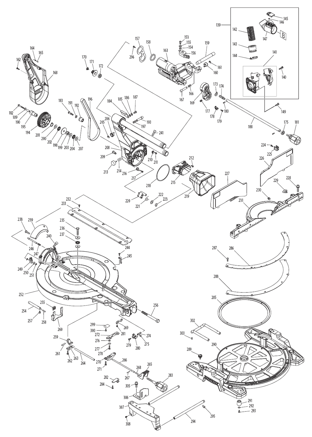 Fig-1 Diagram and Parts List for GSL04M1  Makita Miter Saw