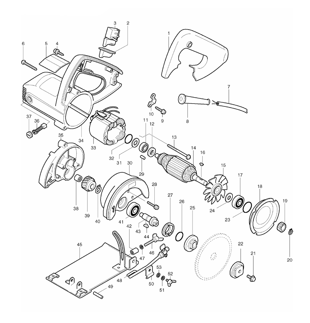 Page 1 Diagram and Parts List for 4100NHX1  Makita Saw