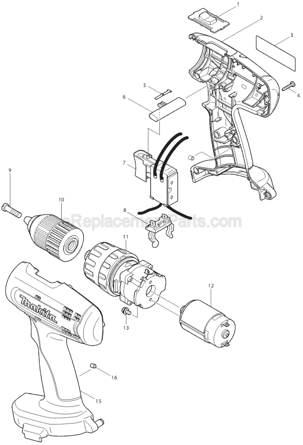 Page A Diagram and Parts List for 8390DWPE  Makita Hammer Drill
