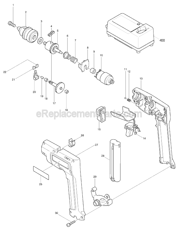 Page A Diagram and Parts List for 8400VD  Makita Cordless Drill