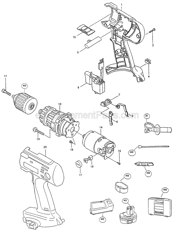Page A Diagram and Parts List for 8443DWDE  Makita Hammer Drill