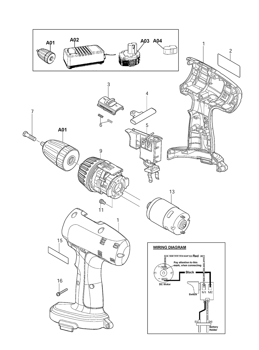 Page 1 Diagram and Parts List for MT065SK2  Makita Drill
