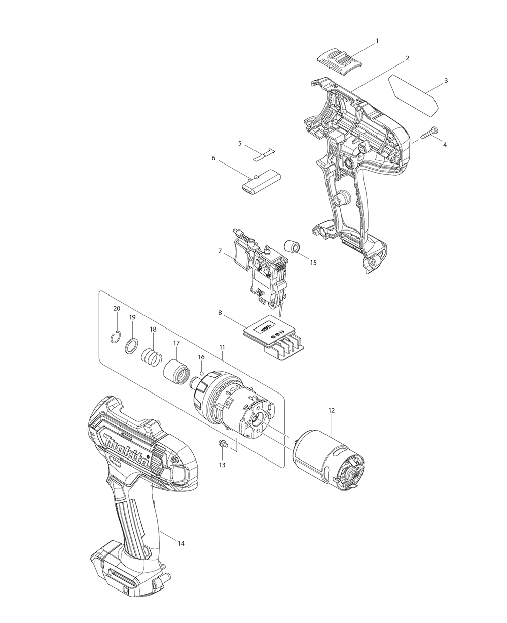 Page 1 Diagram and Parts List for FD06Z  Makita Drill