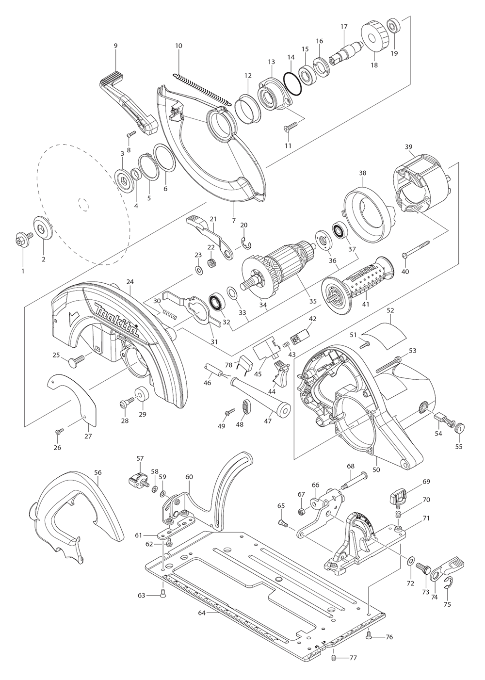 Page 1 Diagram and Parts List for HS0600  Makita Saw