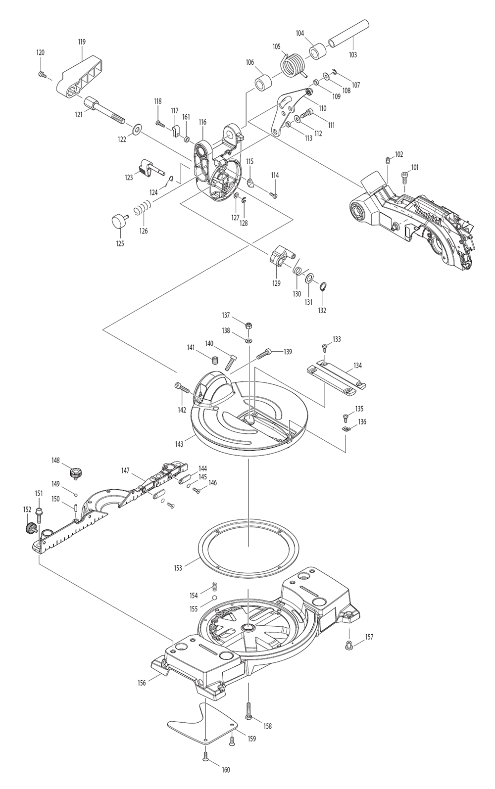 Page 1 Diagram and Parts List for XSL05Z  Makita Saw