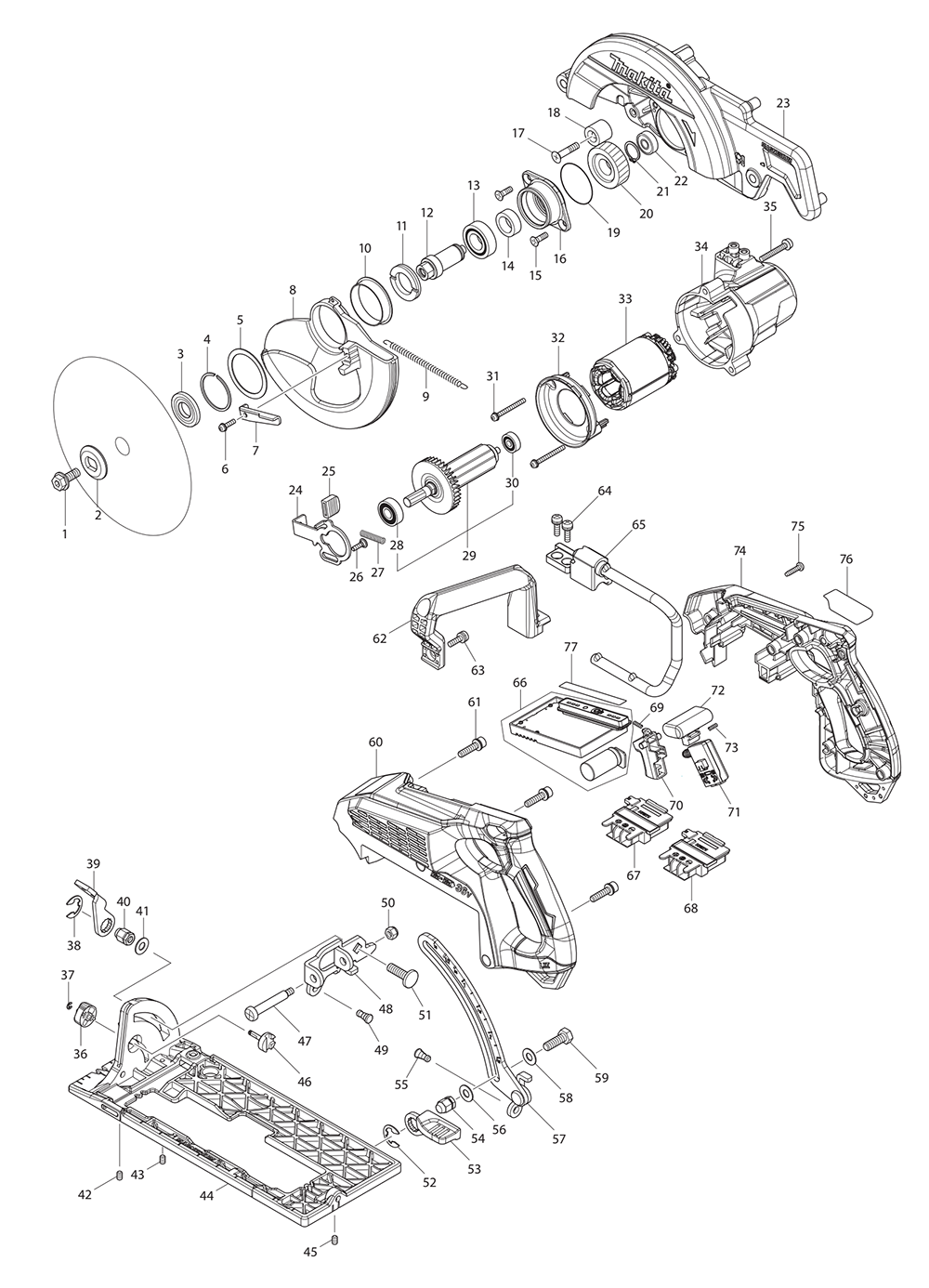 Page 1 Diagram and Parts List for XSR01Z  Makita Saw
