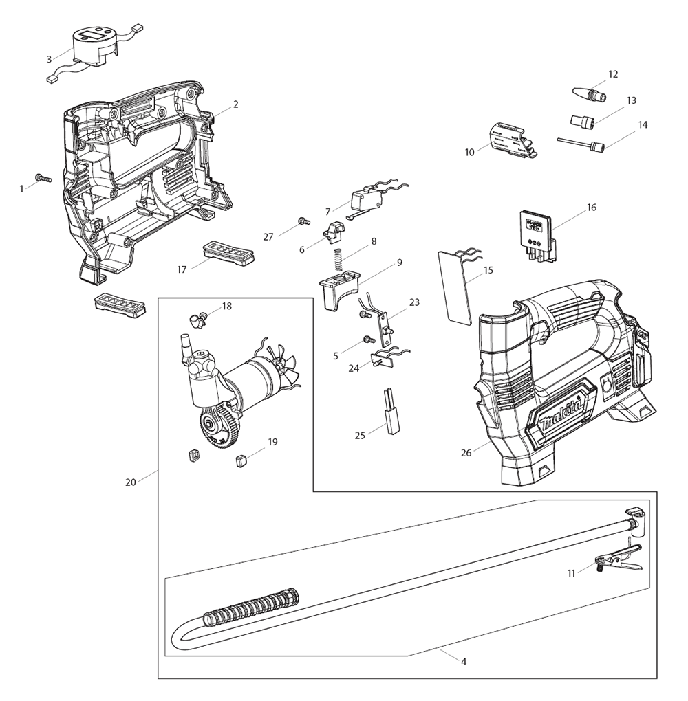 Fig-0 Diagram and Parts List for MP100DZ  Makita Fan