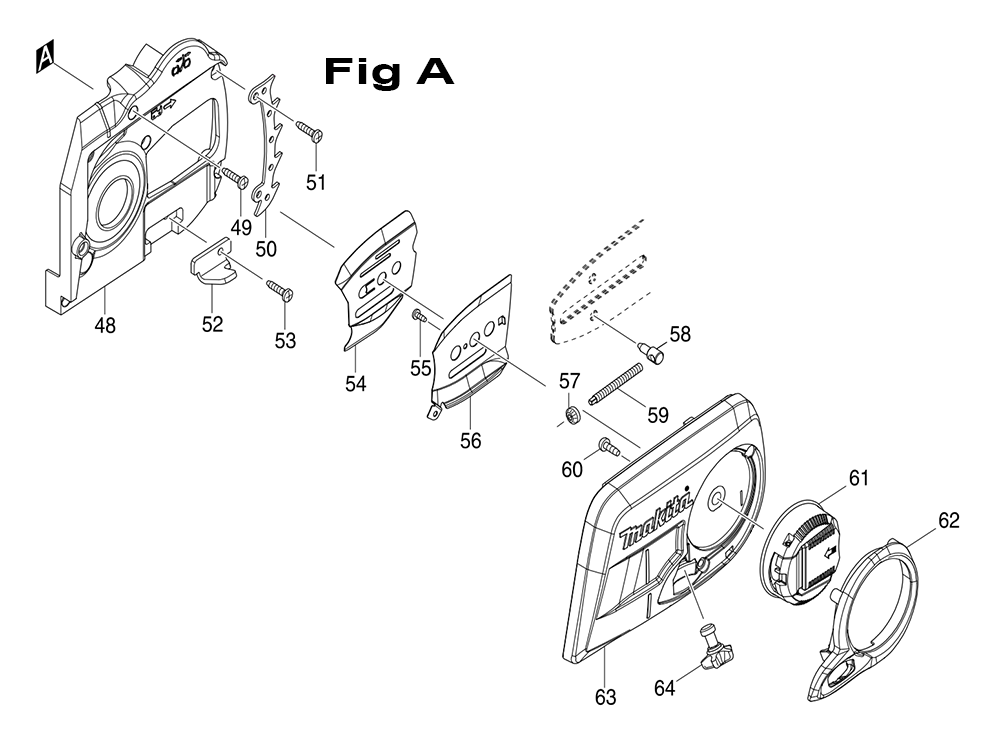 Page 1 Diagram and Parts List for XCU03PTX1  Makita Saw