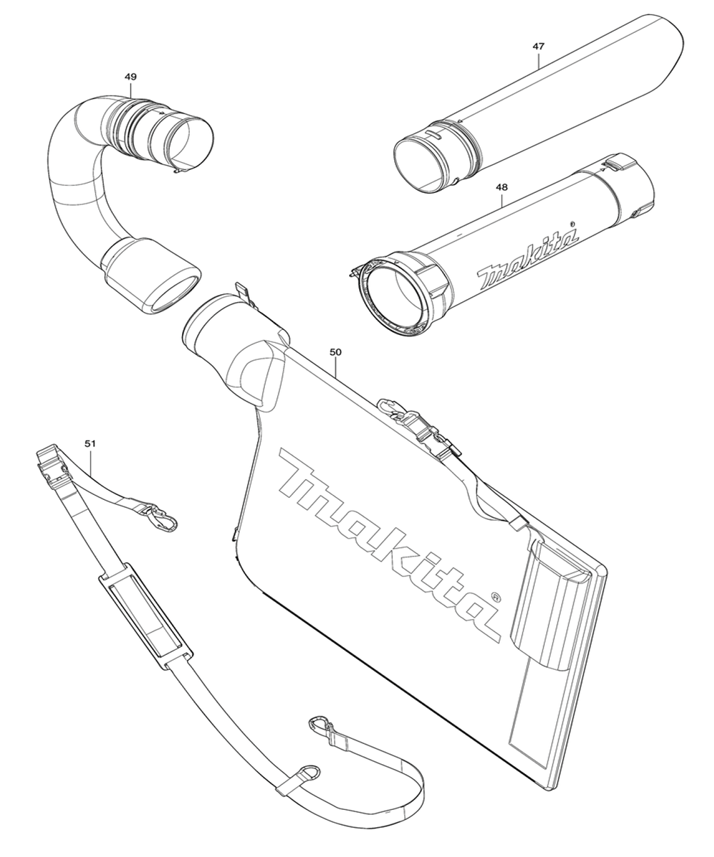 Fig-1 Diagram and Parts List for XBU04Z  Makita Leaf Blower / Vacuum