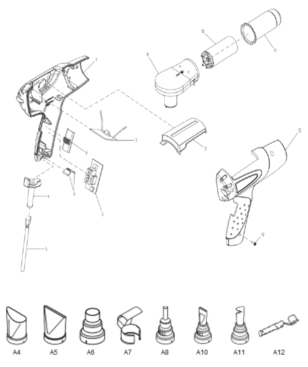 Page 1 Diagram and Parts List for HG5012  Makita Heat Gun