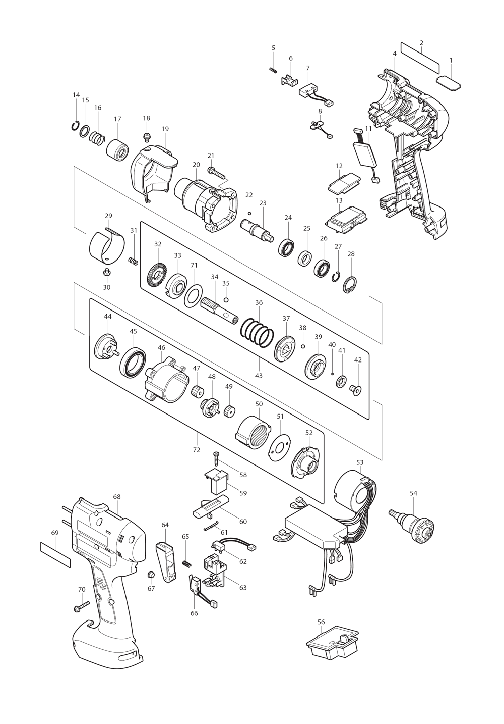 Page 1 Diagram and Parts List for BFT041RZ  Makita Screwdriver