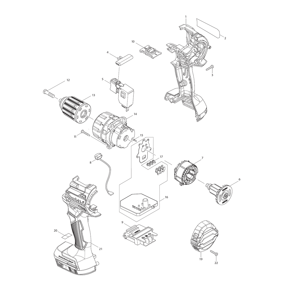 Page 1 Diagram and Parts List for XFD12R  Makita Drill