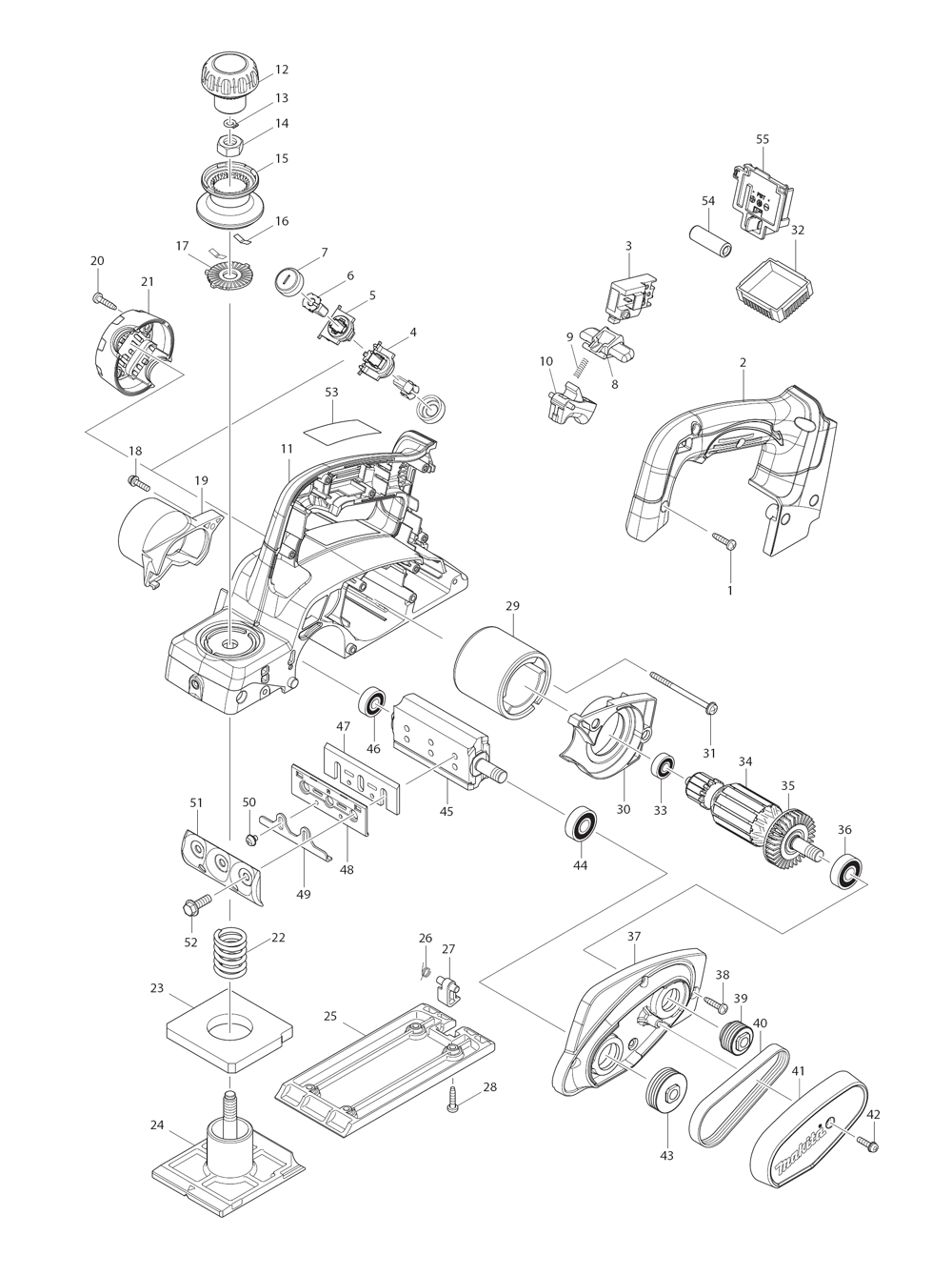 Page 1 Diagram and Parts List for XPK01  Makita Planer Jointer