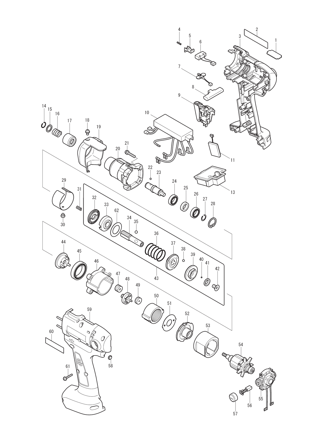 Page 1 Diagram and Parts List for BFT125FZ  Makita Screwdriver