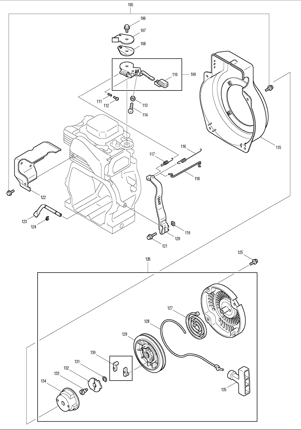 Page 4 Diagram and Parts List for EW210TR  Makita Water Pump