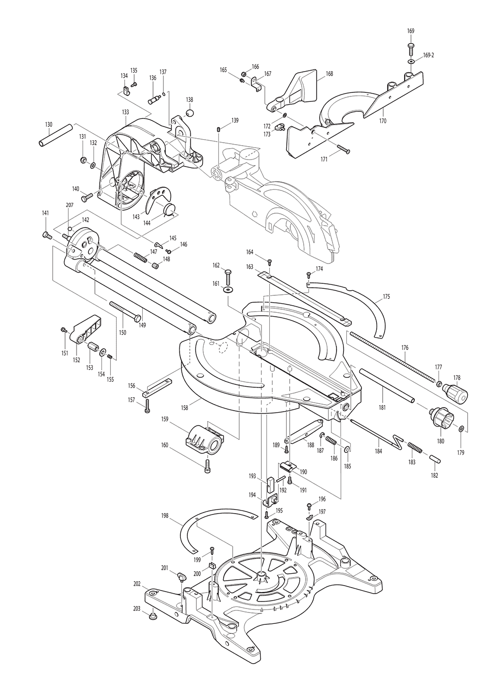 Page 1 Diagram and Parts List for LS1214LX1 Type 1 Makita Saw