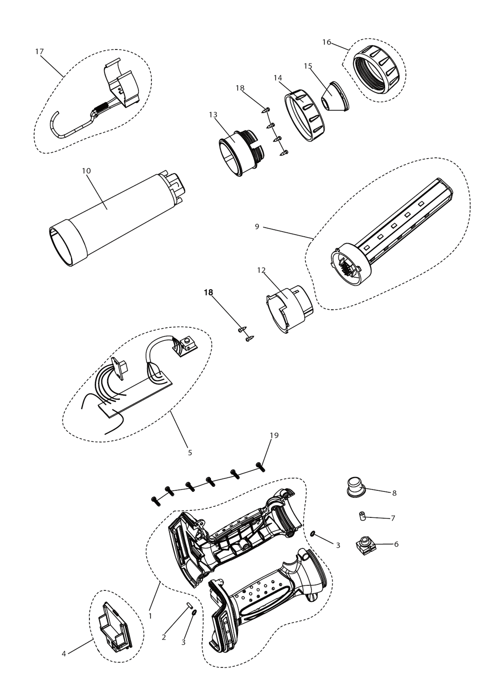 Page 1 Diagram and Parts List for DML806  Makita Worklight & Flashlight