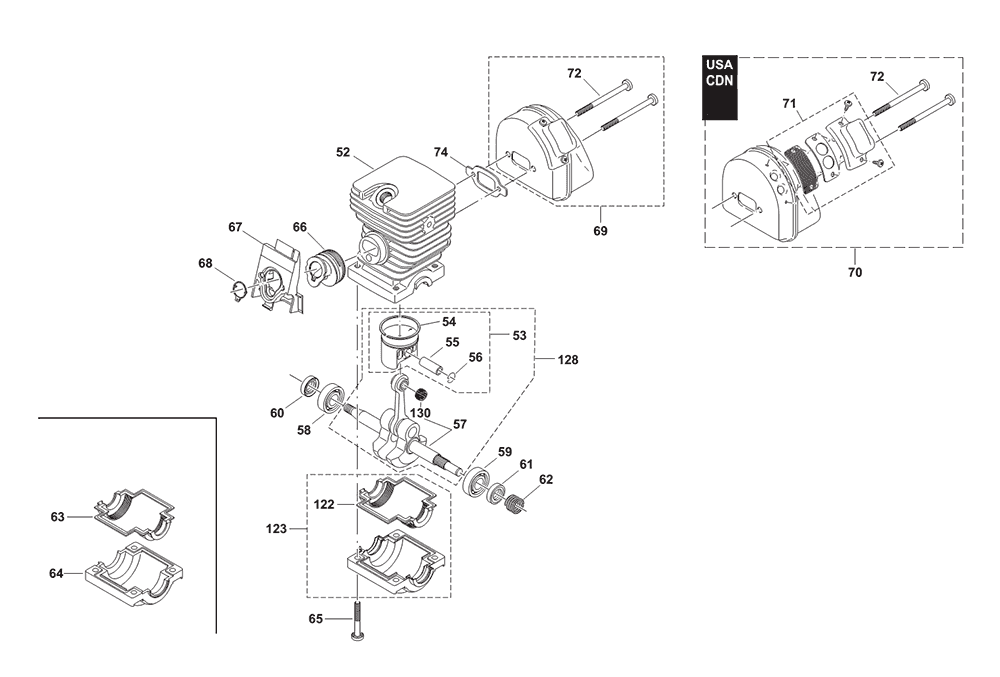 Page 2 Diagram and Parts List for DCS4610  Makita Saw