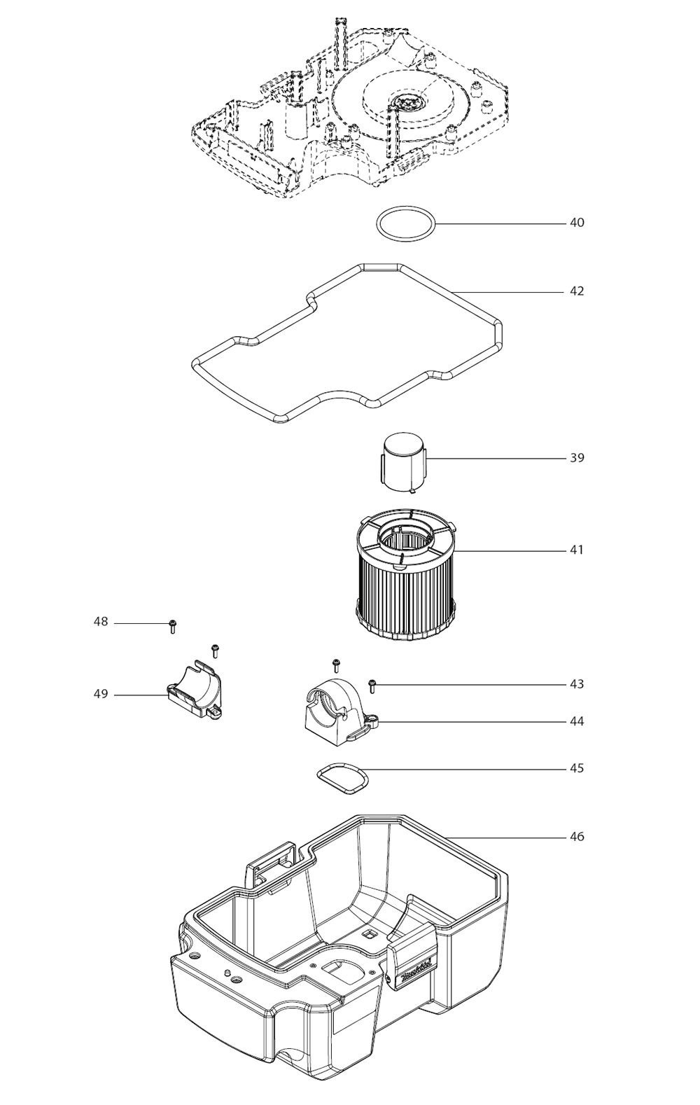 Fig-1 Diagram and Parts List for XCV11Z  Makita Canister Vacuum